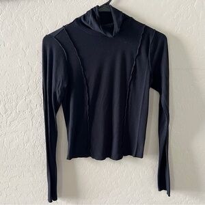 Wild Fable Black Ribbed Turtleneck Long Sleeve Top